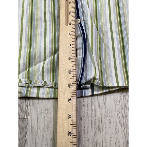 Banana Republic Mens Striped Button-Up Long-Sleeve Shirt L Green/Blue - Picture 5 of 7